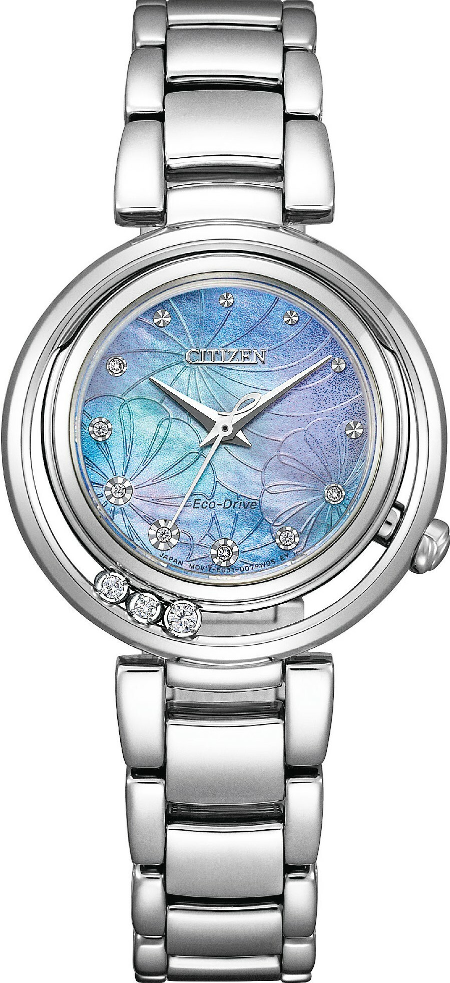 萬年鐘錶 - Citizen 星辰錶   L系列  繁花鑽石光動能女錶 EM1110-81N 錶徑 29.8MM