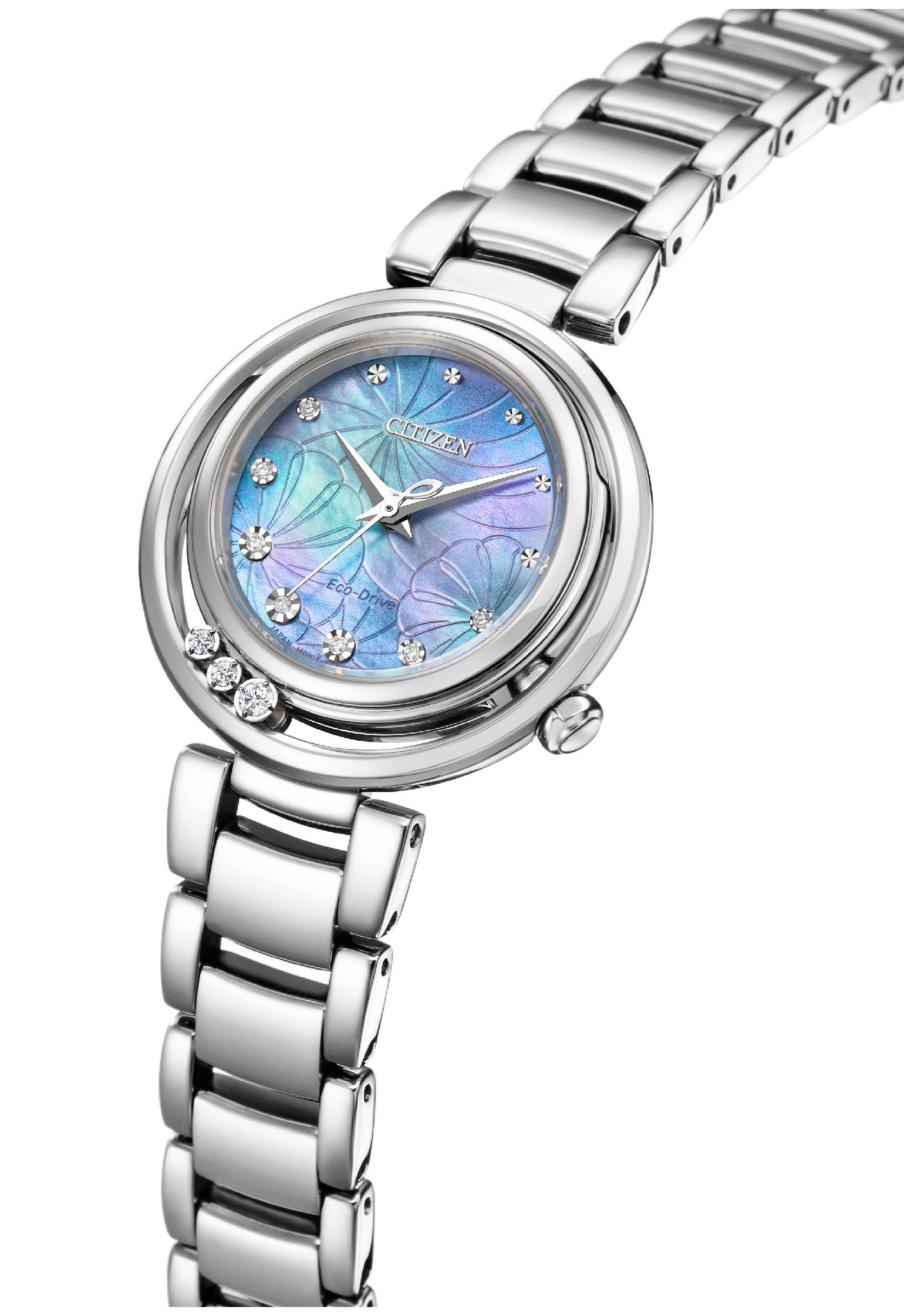 萬年鐘錶 - Citizen 星辰錶   L系列  繁花鑽石光動能女錶 EM1110-81N 錶徑 29.8MM