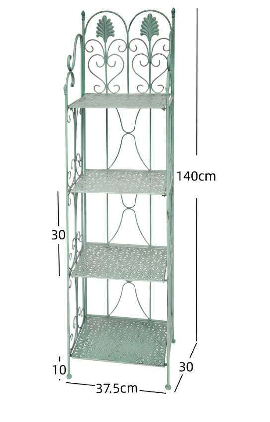 Hotly recommended iron space, outdoor flower stand, potted plant stool, corridor storage rack [4th floor old green]