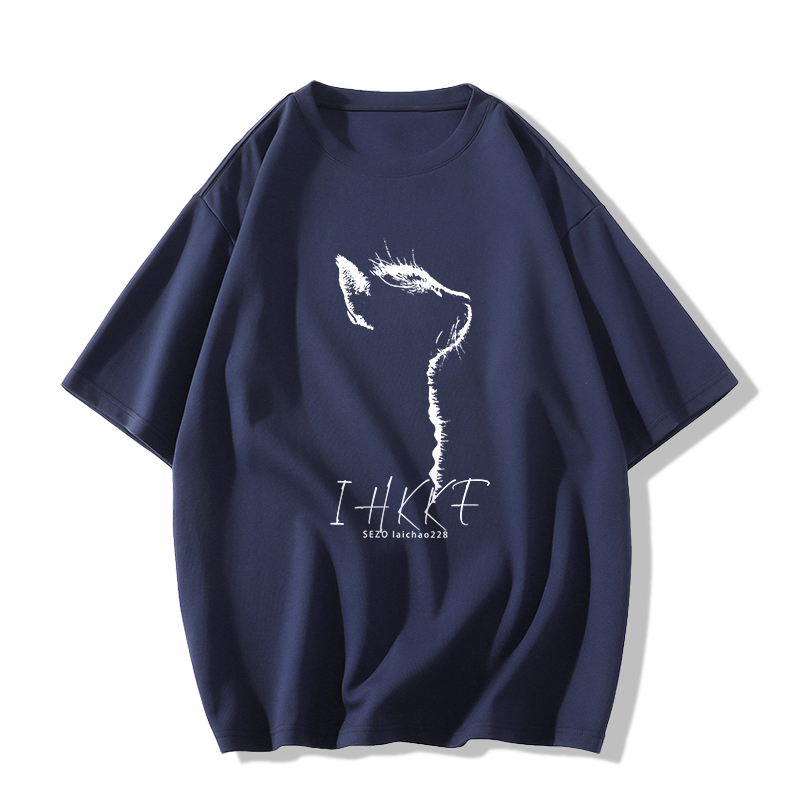 Casual short-sleeved T-shirt (XS-2XL navy blue [260g cotton high-quality version]) [Please contact customer service to confirm the shipping size after placing an order]