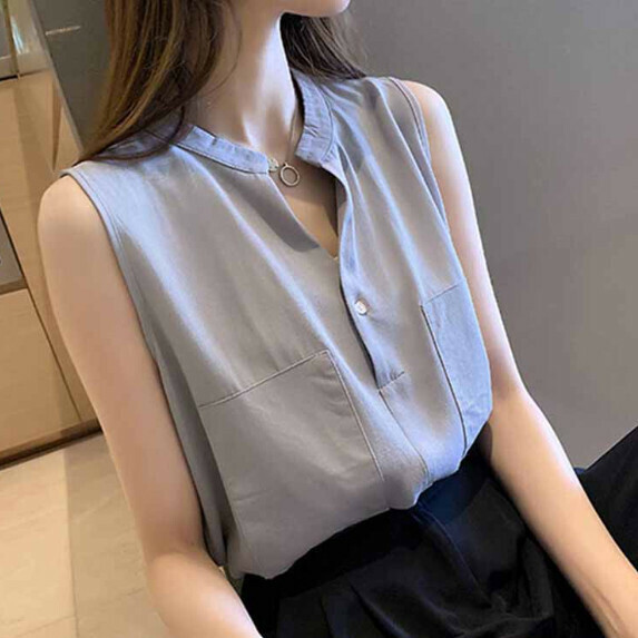 Short-sleeved shirt women's summer loose (gray [size M_2XL] (contact customer service to confirm the shipping size after placing an order)