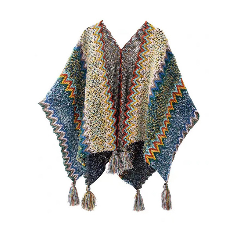 Hot selling knitted shawl (blue, one size fits all)