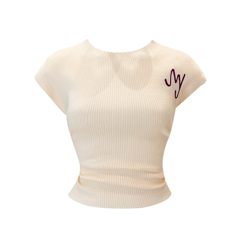 Hot selling right shoulder T-shirt (Apricot, one size fits all)