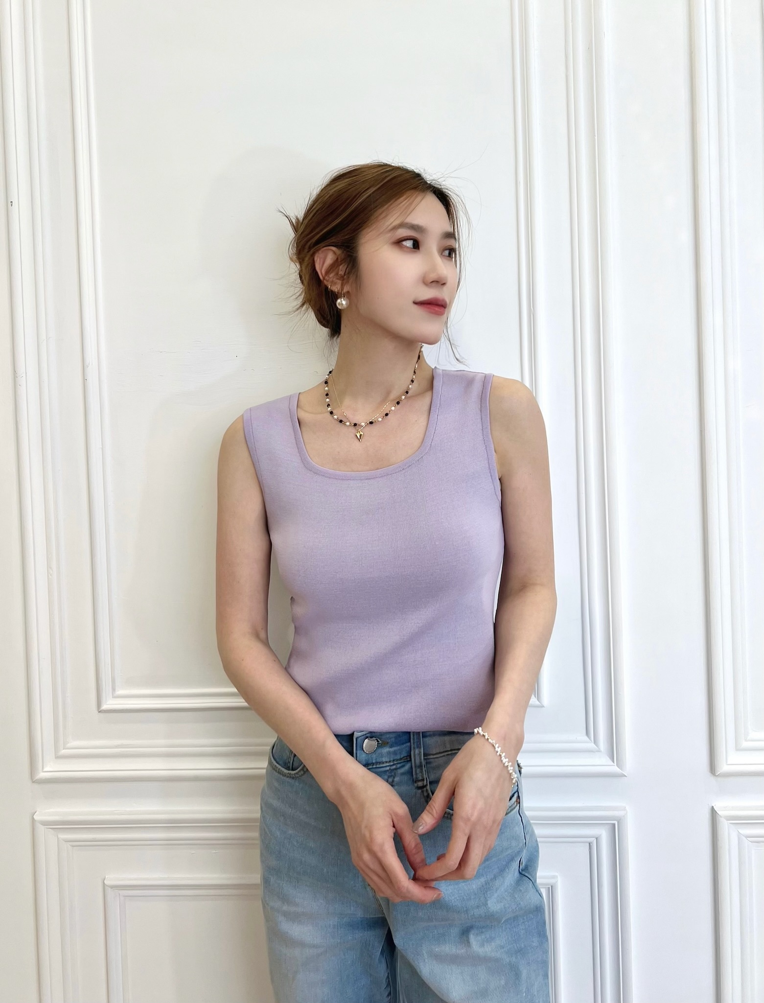 亮眼方領針織背心