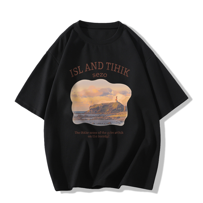 Casual short-sleeved T-shirt (XS-2XL black [260g cotton high-quality version]) [Please contact customer service to confirm the shipping size after placing an order]