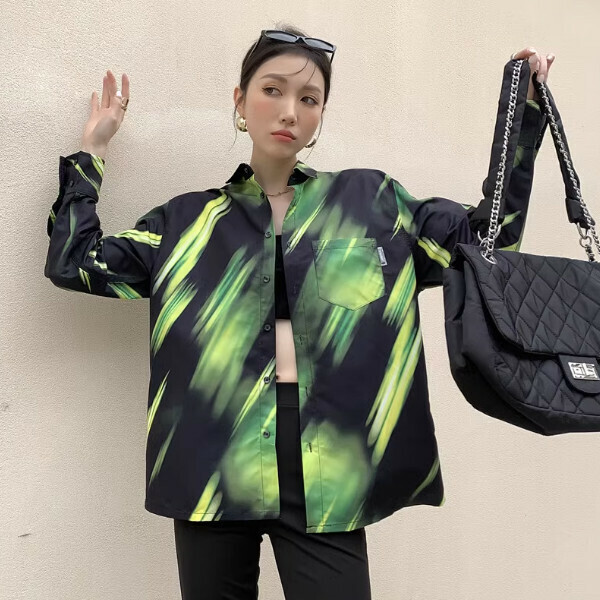 Hot Selling Loose Shirt (Aurora Green) (S-XL Size) (Contact customer service after placing order to confirm delivery size)