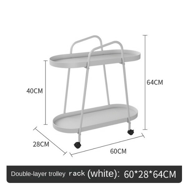 Hot Recommended Nordic Sofa Side Table Mobile Wheeled Trolley Side Cabinet (White)