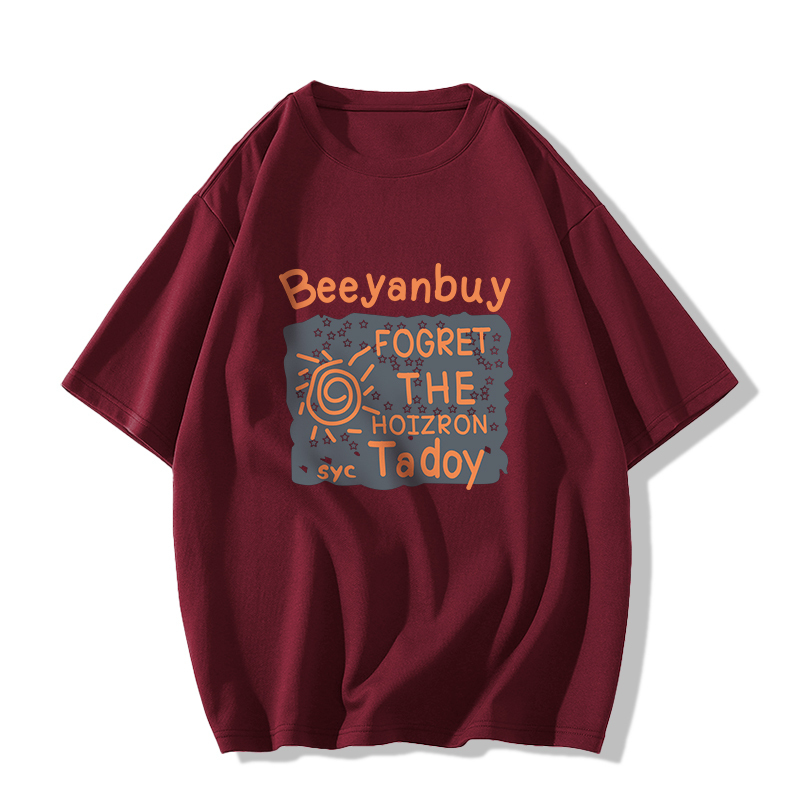 Casual short-sleeved T-shirt (XS-2XL size burgundy [260g cotton high-quality version]) [Please contact customer service to confirm the shipping size after placing an order]