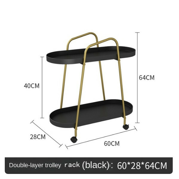 Hot Recommended Nordic Sofa Side Table Mobile Wheeled Trolley Side Cabinet (Black)