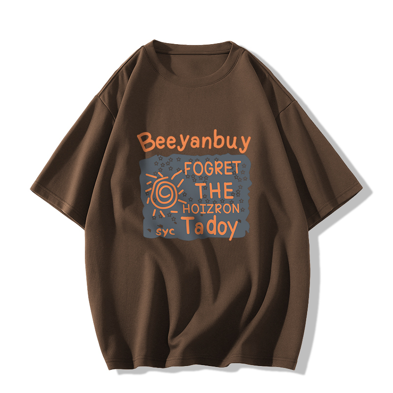 Casual short-sleeved T-shirt (XS-2XL American brown [260g cotton high-quality version]) [Please contact customer service to confirm the shipping size after placing an order]