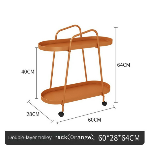 Hot Recommended Nordic Sofa Side Table Mobile Wheeled Trolley Side Cabinet (Orange)