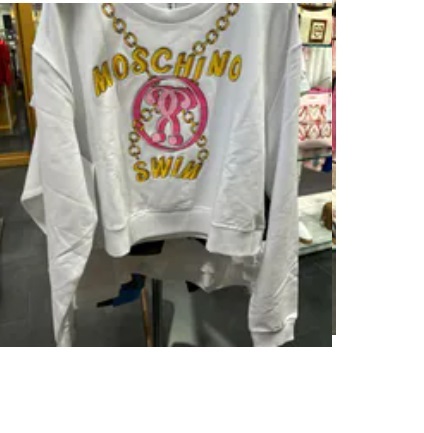 [S] MOSCHINO CHAIN SWIM MILANO PRINT LONG SLEEVE CROPPED TOP SWEATSHIRT,WHITE, 4A170626040001 (SM847)