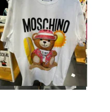 [S] MOSCHINO TEDDY BEAR WITH SURFING BOARD PRINT T-SHIRT,WHITE, ZPV071720411001 (SM848)