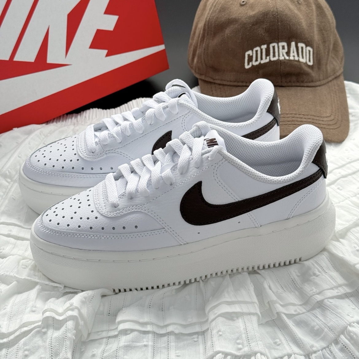 Nike Court Vision Alta LTR 拿鐵咖啡 白底 棕色 可可色 小AF1 厚底增高