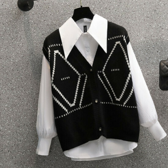 Hot selling shirt + black vest suit [L-4XL size] (please contact customer service to confirm the delivery size after placing the order)