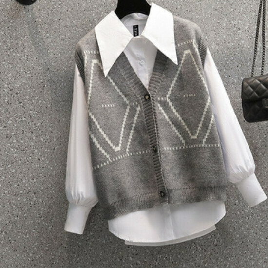 Hot-selling shirt + gray vest suit [L-4XL size] (please contact customer service to confirm the delivery size after placing the order)