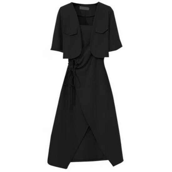 Hot selling suit + suspender dress [black] [M-4XL size] (please contact customer service to confirm the delivery size after placing the order)