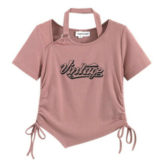 Hot selling halterneck short-sleeved T-shirt [White] [M-4XL size] (please contact customer service to confirm the delivery size after placing the order)