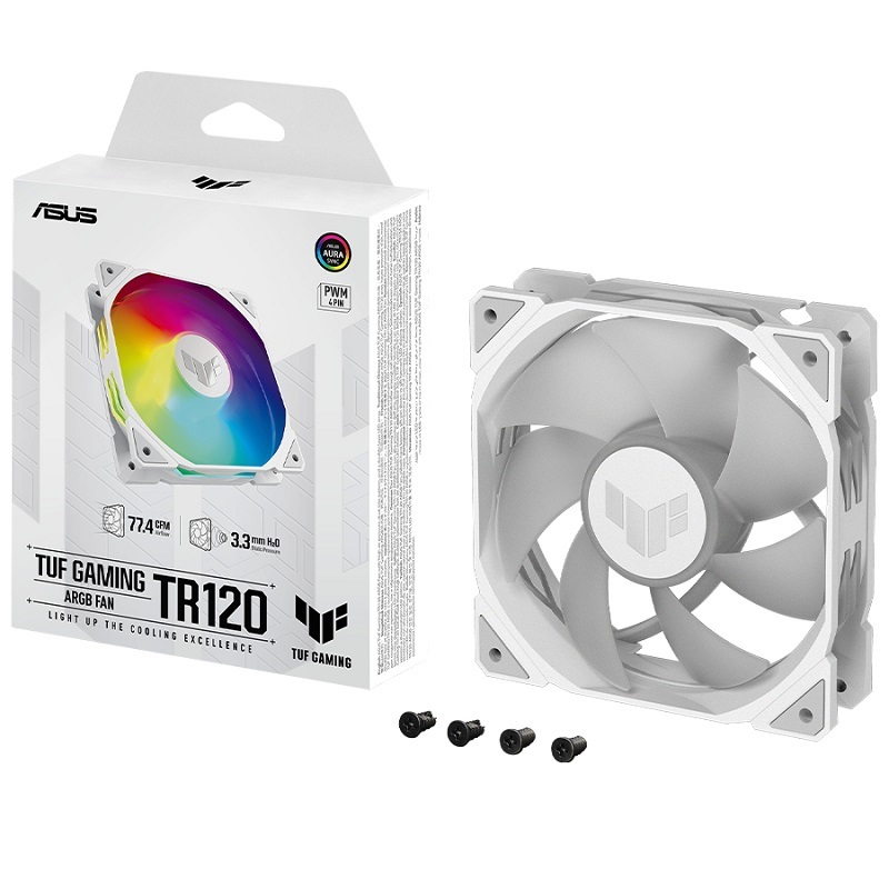 米特3C數位–ASUS 華碩 TUF GAMING TR120 FAN ARGB WHITE 軍戎白風扇 單入/三入