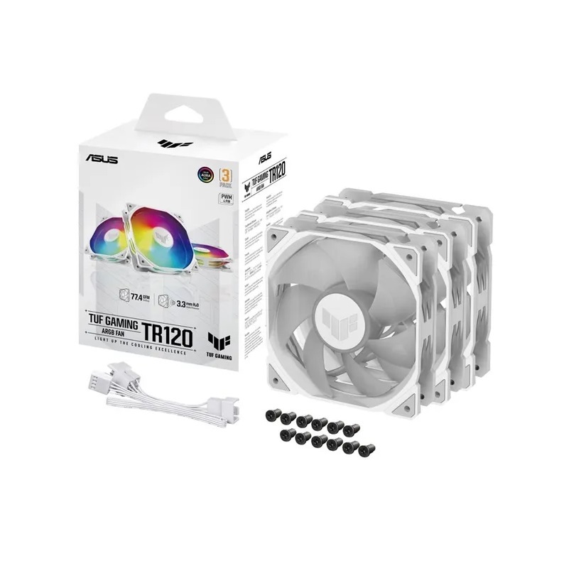 米特3C數位–ASUS 華碩 TUF GAMING TR120 FAN ARGB WHITE 軍戎白風扇 單入/三入