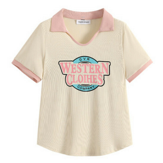 Hot selling Polo collar short-sleeved T-shirt [Apricot] [M-3XL size] (please contact customer service to confirm the delivery size after placing the order)