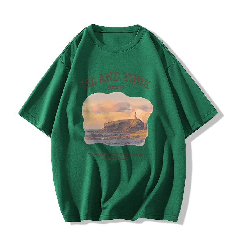 Casual short-sleeved T-shirt (XS-2XL dark green [260g cotton high-quality version]) [Please contact customer service to confirm the shipping size after placing an order]