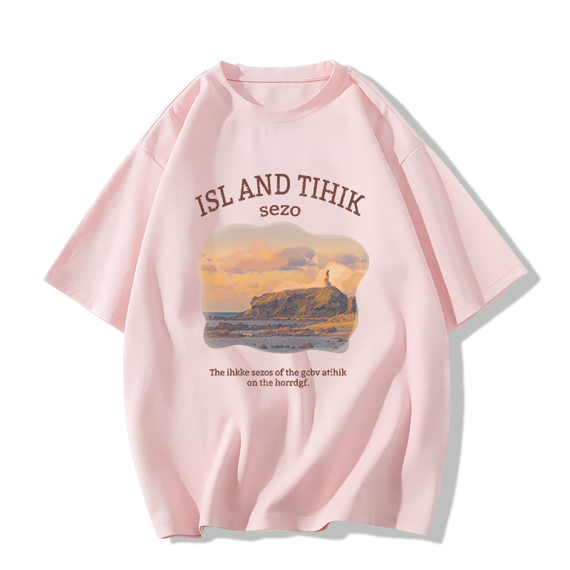 Casual short-sleeved T-shirt (XS-2XL size light pink [260g cotton high-quality version]) [Please contact customer service to confirm the shipping size after placing an order]