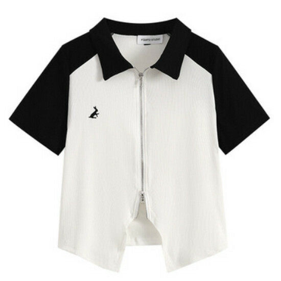 Hot selling Polo collar contrasting color short-sleeved T-shirt [White] [L-4XL size] (please contact customer service to confirm the delivery size after placing the order)