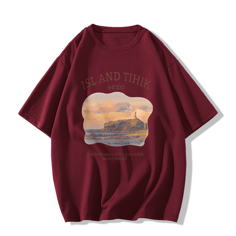 Casual short-sleeved T-shirt (XS-2XL size burgundy [260g cotton high-quality version]) [Please contact customer service to confirm the shipping size after placing an order]