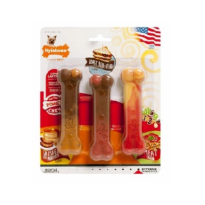 Nylabone 煎餅/烤牛肉/寬條麵味 3件裝
