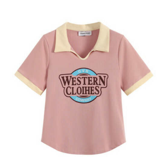 Hot selling Polo collar short-sleeved T-shirt [Pink] [M-3XL size] (please contact customer service to confirm the delivery size after placing the order)