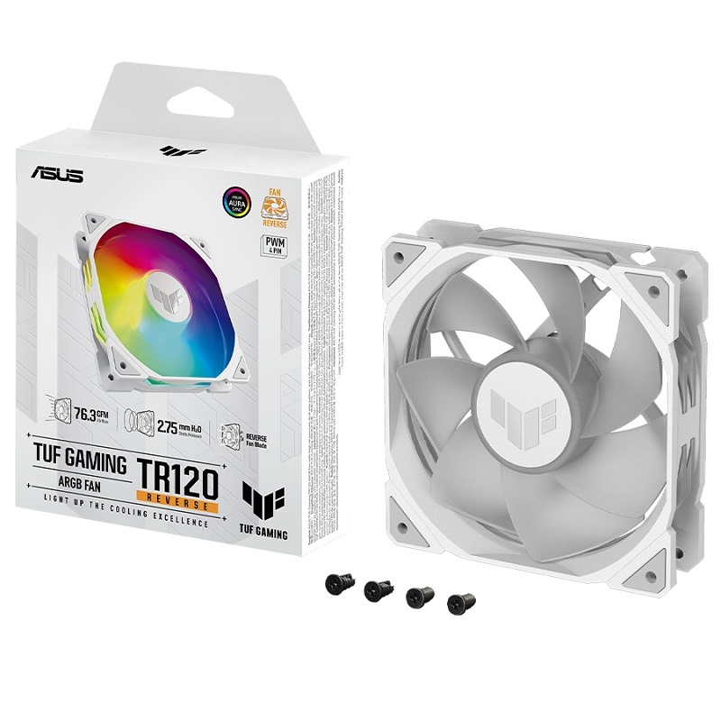 米特3C數位–ASUS 華碩 TUF GAMING TR120 FAN ARGB REVERSE WHITE 反向風扇軍戎白 單入組/3入組
