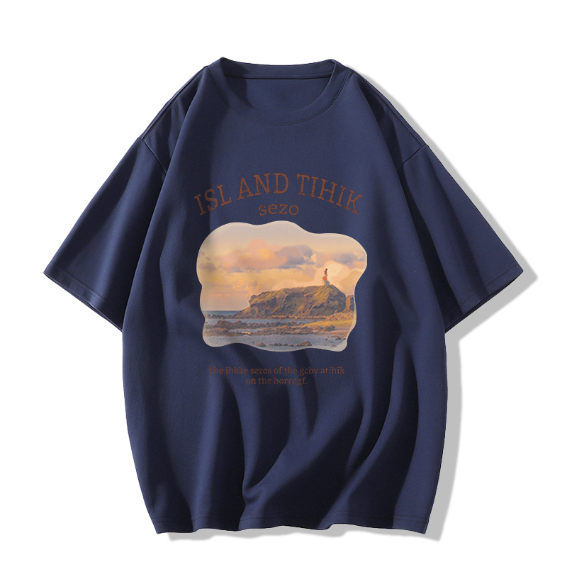Casual short-sleeved T-shirt (XS-2XL navy blue [260g cotton high-quality version]) [Please contact customer service to confirm the shipping size after placing an order]