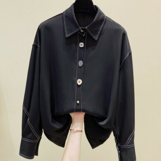 Hot selling retro loose shirt [black] [L-4XL size] (please contact customer service to confirm the delivery size after placing the order)