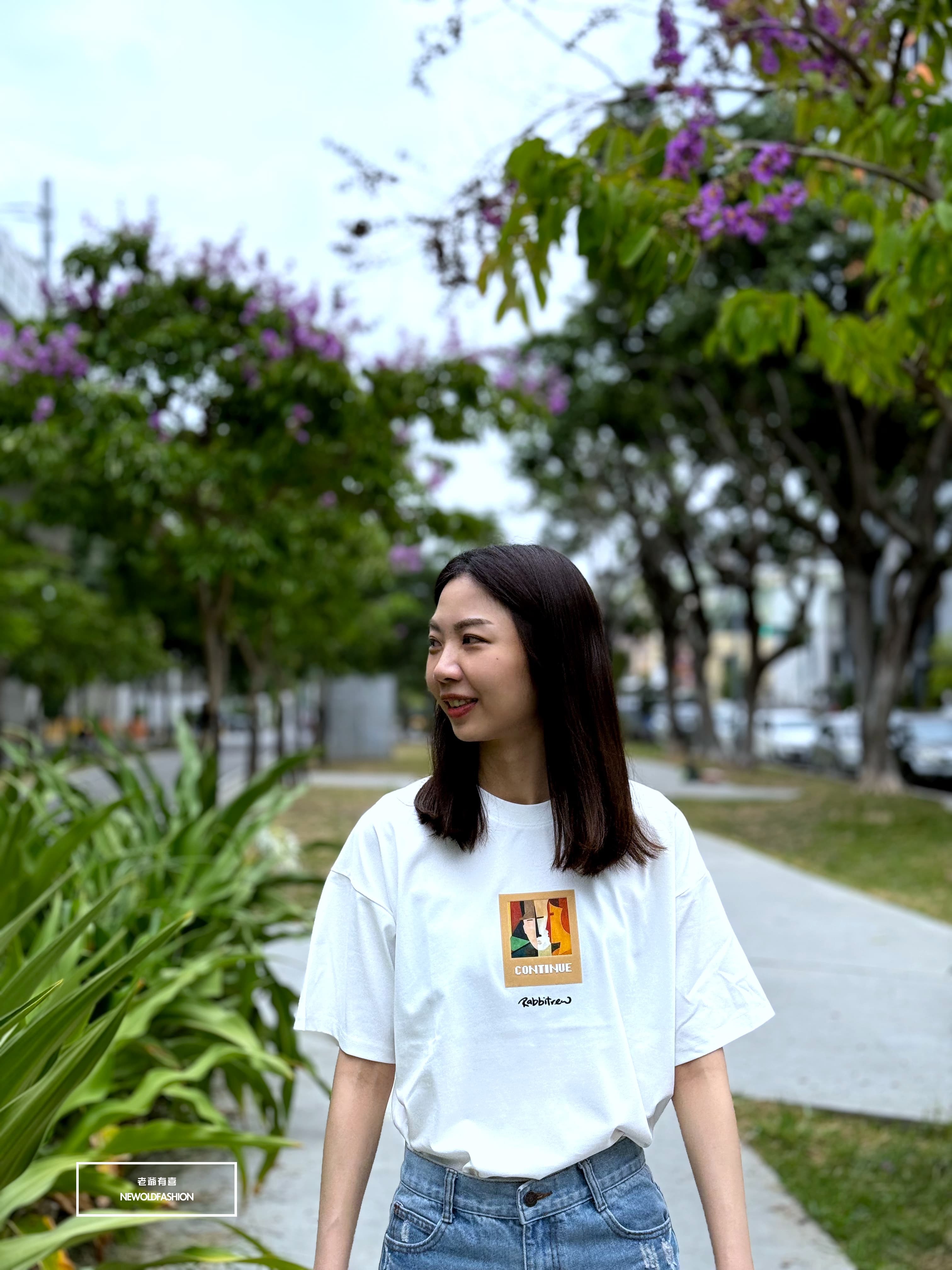 『新品上市』重磅人臉抽象畫短T(NOF2405S5009)-白