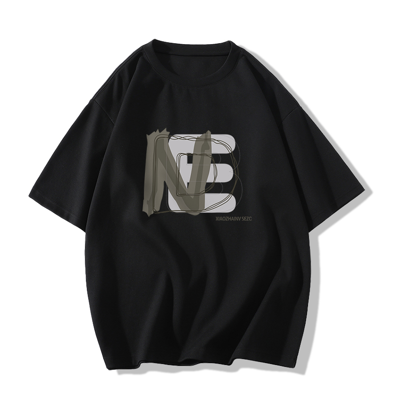 Casual short-sleeved T-shirt (XS-2XL black [260g cotton high-quality version]) [Please contact customer service to confirm the shipping size after placing an order]