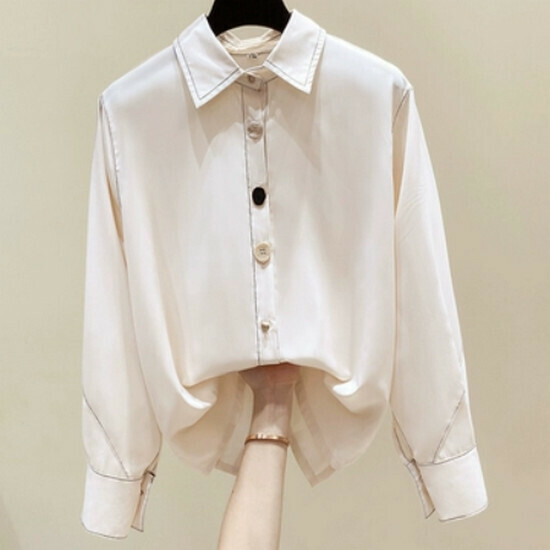 Hot selling retro loose shirt [Apricot color] [L-4XL size] (please contact customer service to confirm the delivery size after placing the order)