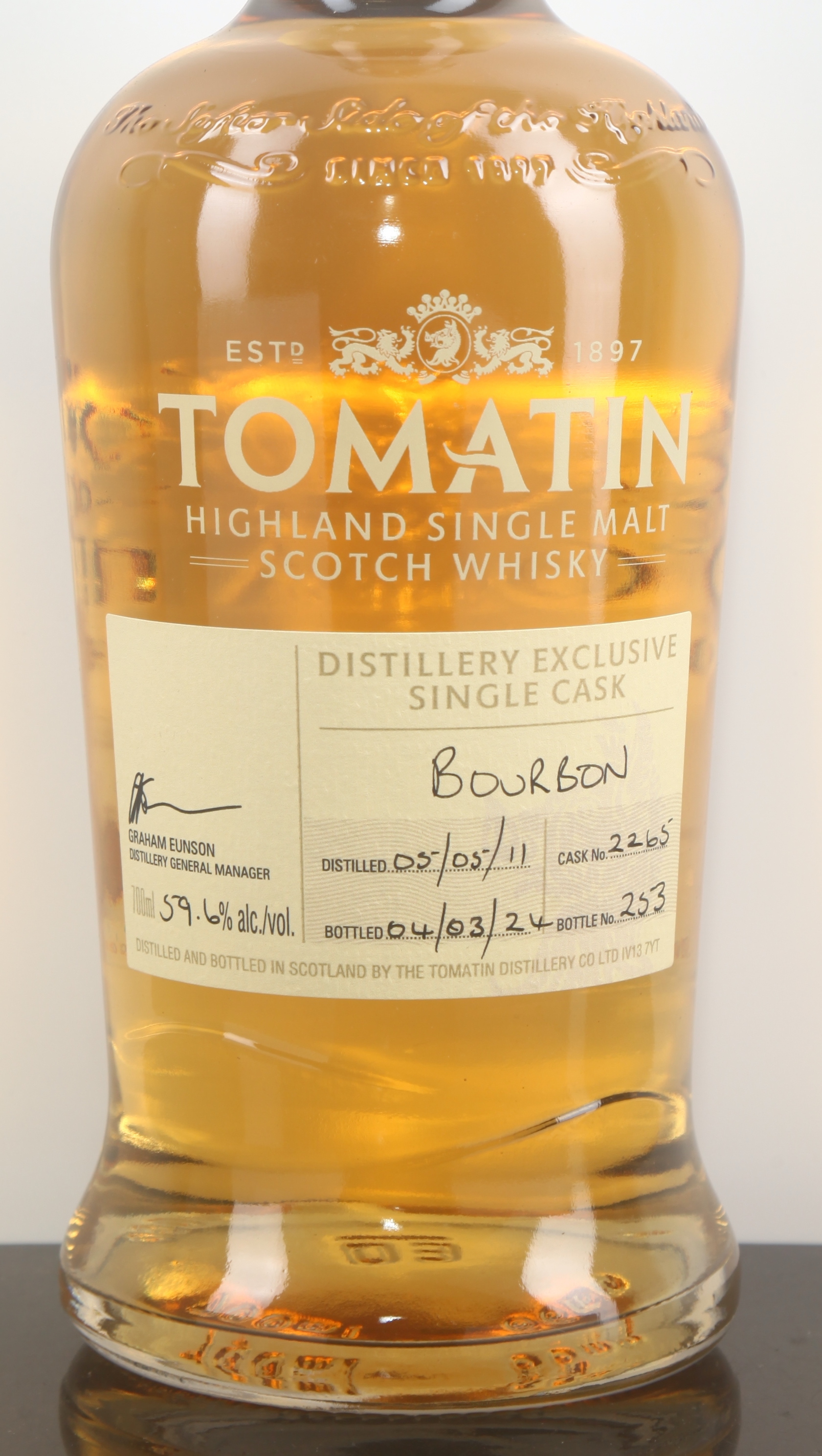 Tomatin Distillery Exclusive 2011 12YO Bourbon Cask #2265 59.6%
