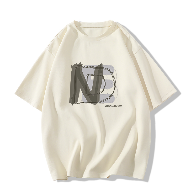 Casual short-sleeved T-shirt (XS-2XL apricot [260g cotton high-quality version]) [Please contact customer service to confirm the shipping size after placing an order]
