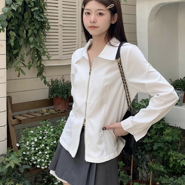 Hot Selling Long Sleeve Zipper Shirt (One Size) (White)