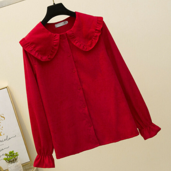 Hot selling slimming doll collar top [burgundy] [size L-4XL] (please contact customer service to confirm the delivery size after placing the order)