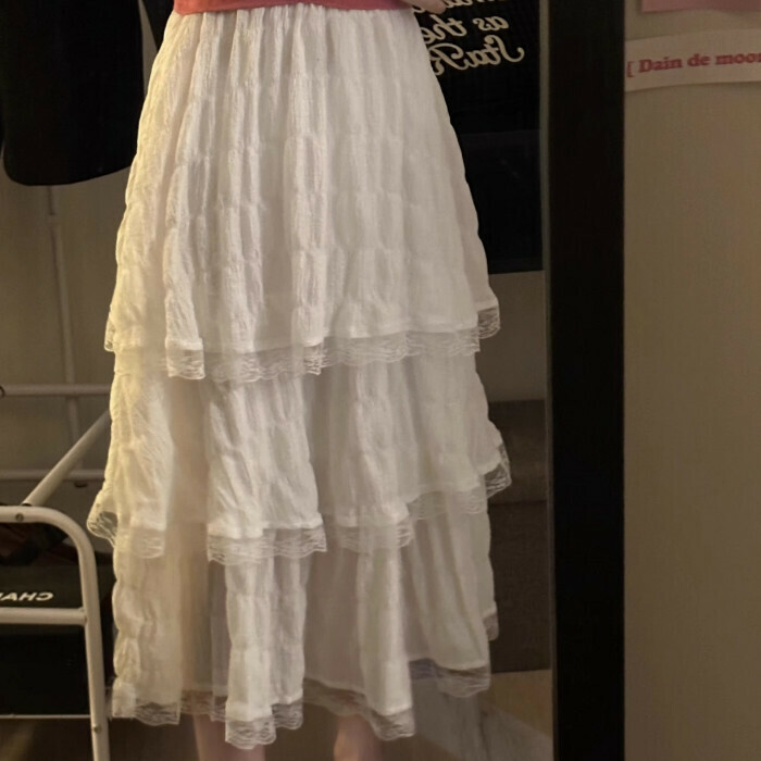 Hot selling lace skirt (size S-L) (white) (contact customer service after placing order to confirm delivery size