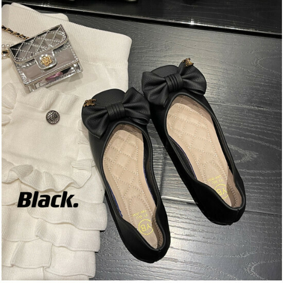 新款蝴蝶結金屬平底鞋【黑色】尺碼【35碼-40碼】【下單後請聯絡客服確認發貨尺碼】