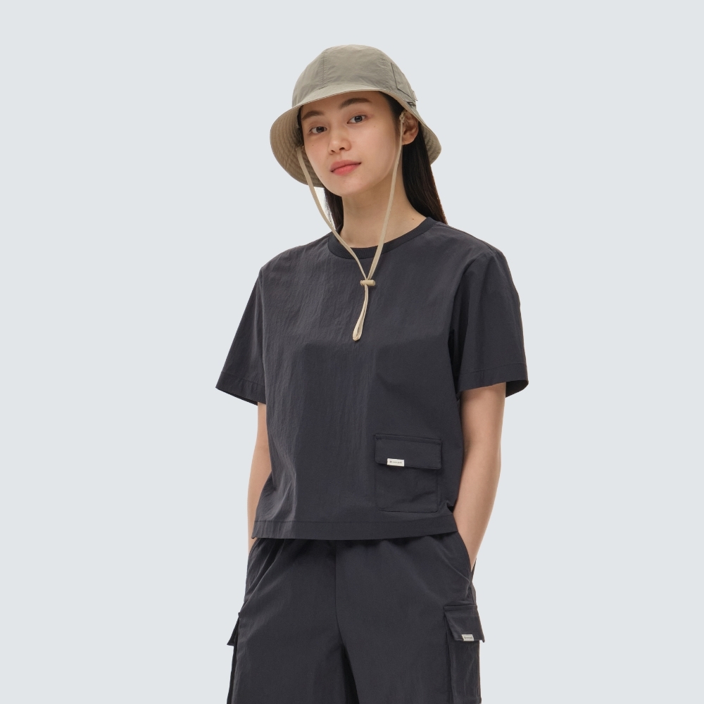 【現貨零碼折扣】snow peak Root Women's Semi Crop Pocket Short Sleeve T-Shirts 女款短版腰間口袋尼龍短tee S24MWRTS61