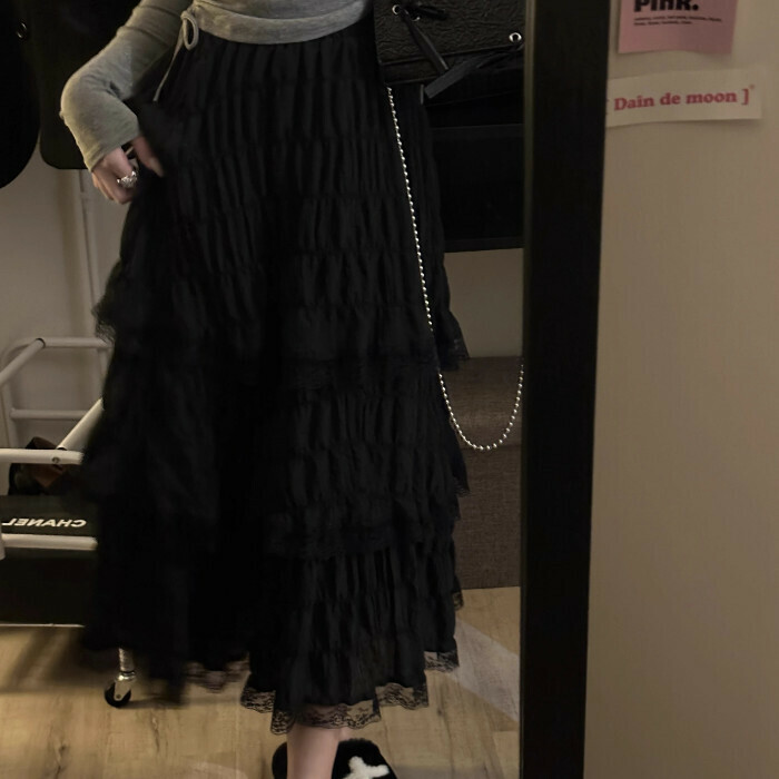 Hot selling lace skirt (size S-L) (black) (contact customer service after placing order to confirm delivery size