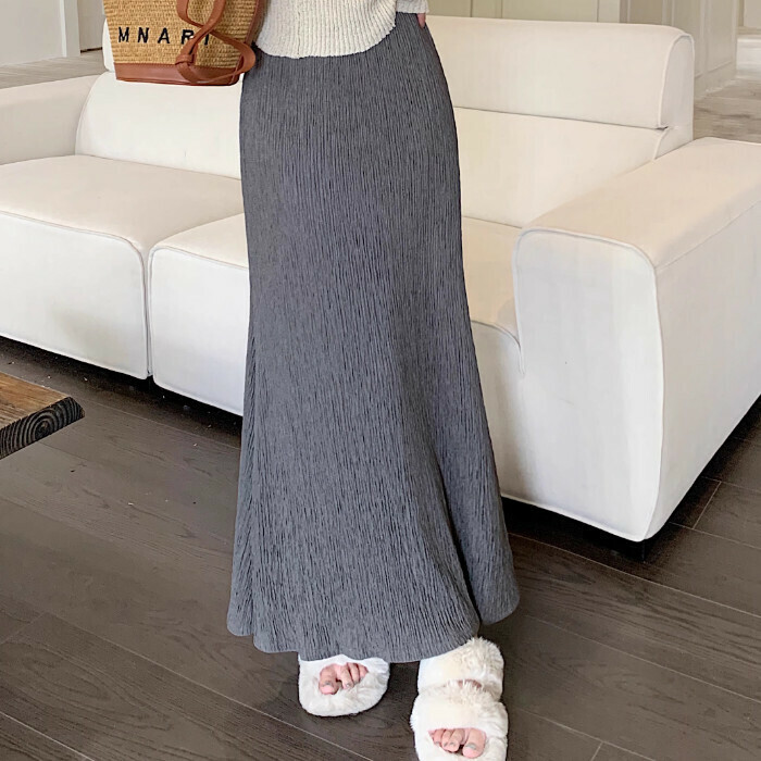 Hot selling pleated A-line skirt (S-XL size) (grey) (contact customer service after placing the order to confirm the delivery size)