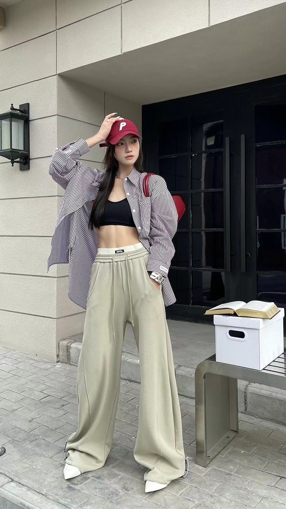 顯瘦大長腿闊腿休閒褲