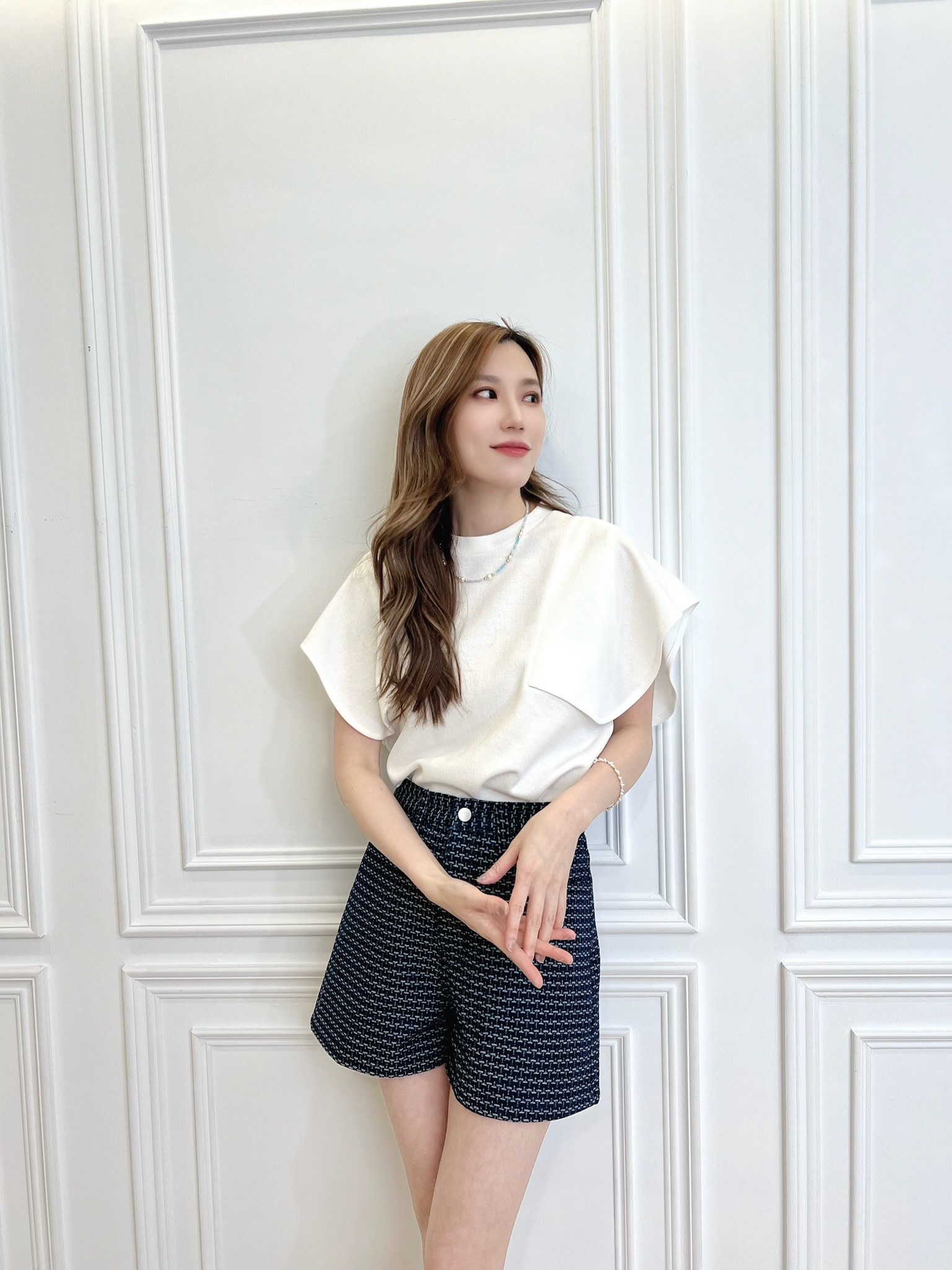 牛仔織紋好身形短褲