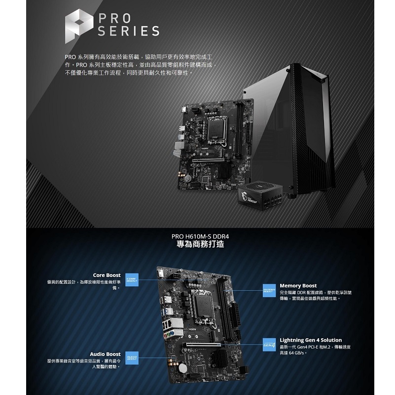 米特3C數位–MSI 微星 PRO H610M-S DDR4 INTEL 主機板/LGA 1700