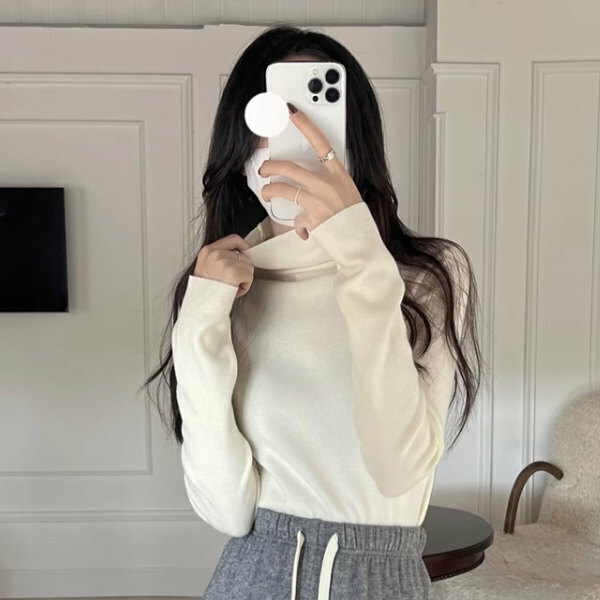 Hot selling turtleneck long-sleeved sweater (size S-L) (white) (contact customer service after placing order to confirm delivery size